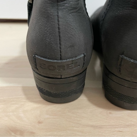 Sorel Booties Women’s 7.5 Black Danica Leather Side Zip Ankle Casual Moto - Picture 4 of 14